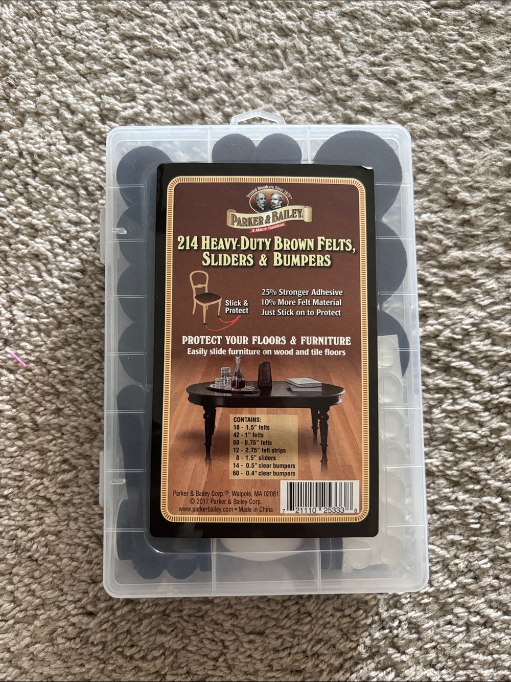 Parker & Bailey Heavy-Duty Brown Felt Sliders & Bumpers - Brown/Black